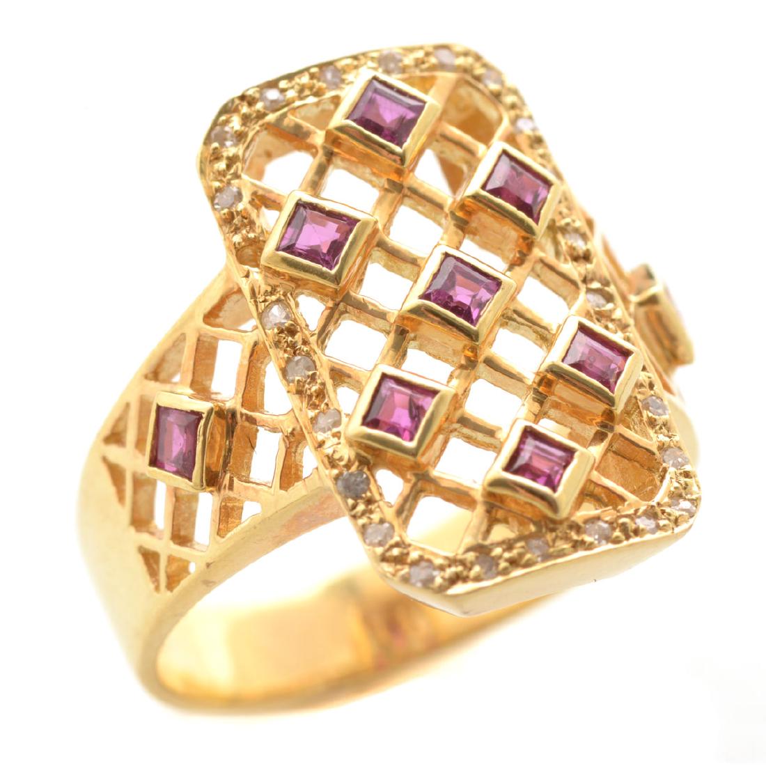 Ruby, Diamond, 14k Yellow Gold Ring. (1 of 4)