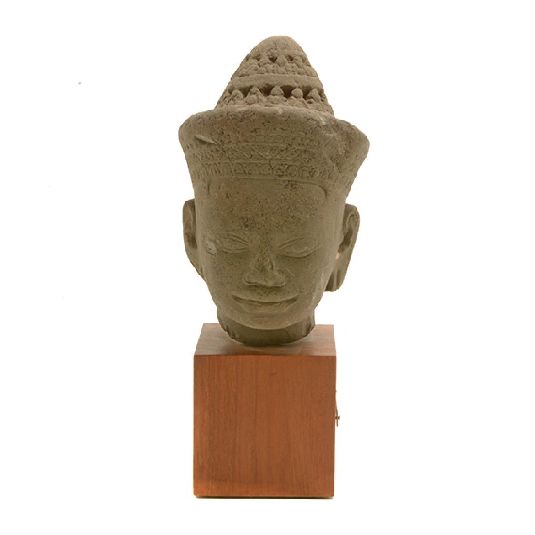 Khmer Sandstone Head of a Vishnu, Angkor Period (1 of 6)