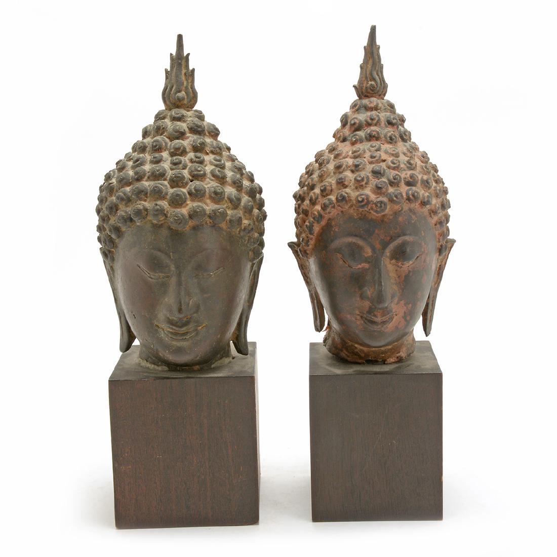 Two Thai Bronze Buddha Heads (1 of 8)