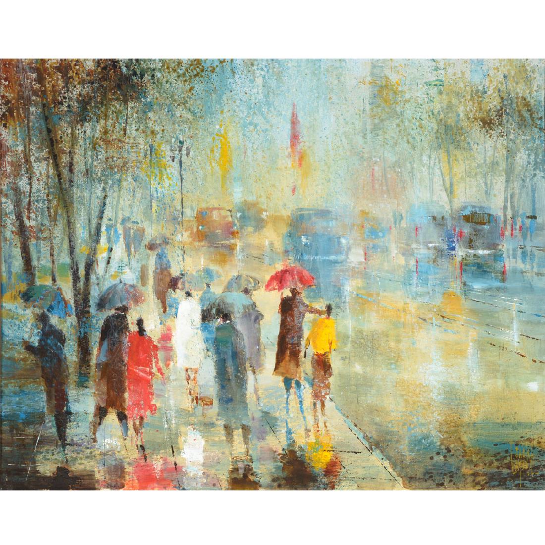 Jack Laycox "Taxi Stop" oil on canvas (1 of 6)