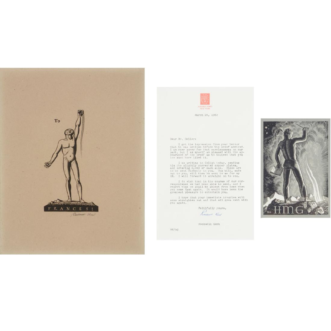 Rockwell Kent: Signed letter and copper plate print (1 of 9)