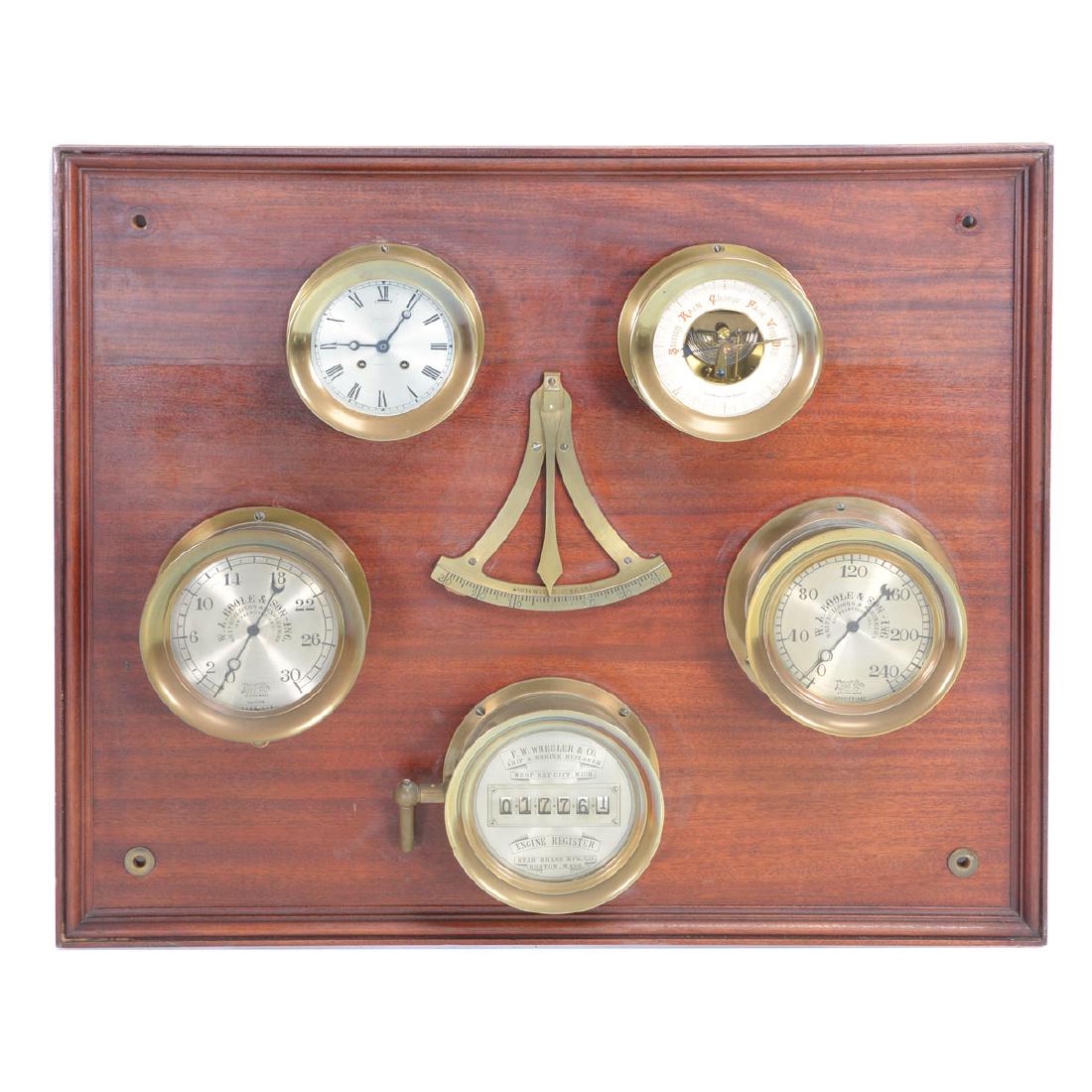 Naval Instrument Board with Clock, Barometer, (1 of 7)