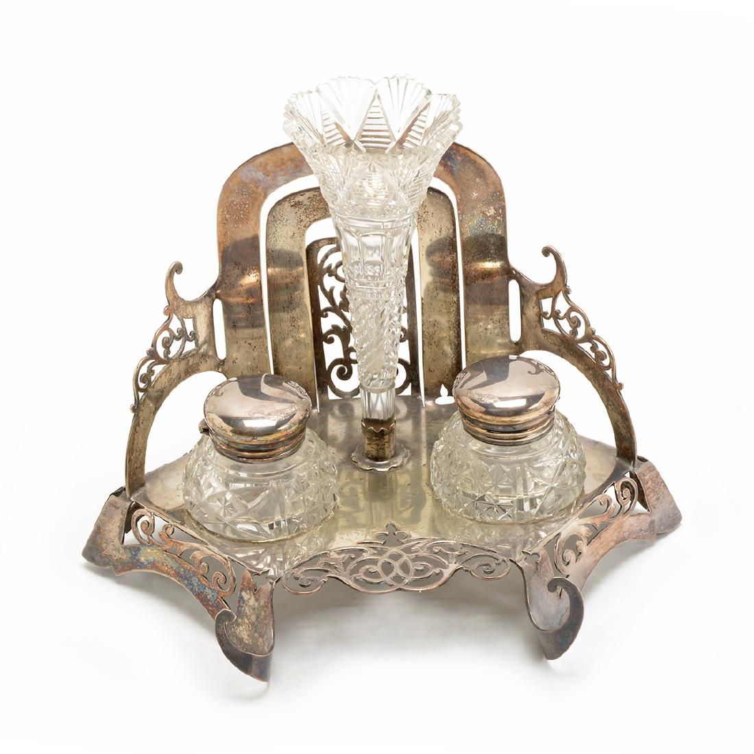 English Sheffield Silver Plate Standish (1 of 9)