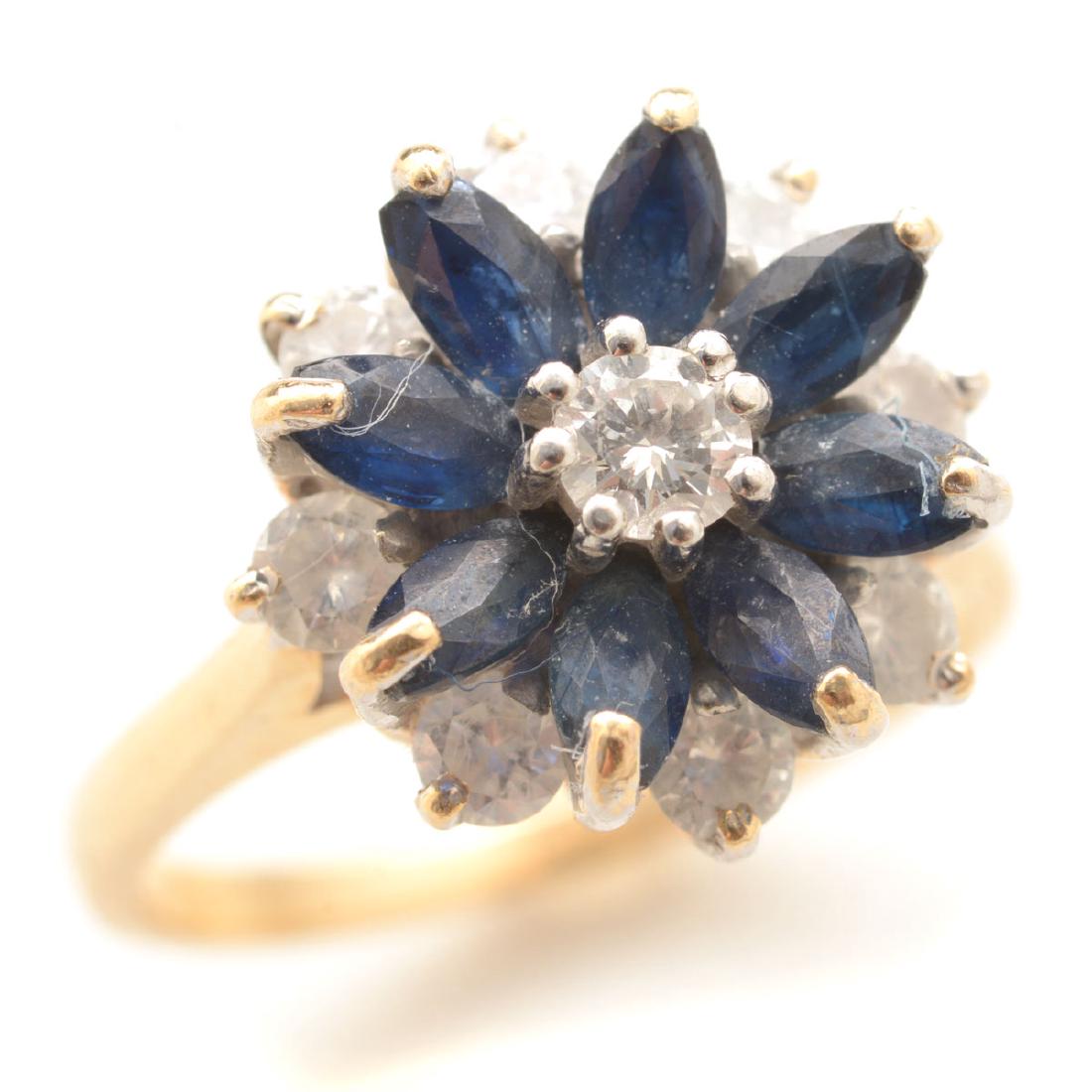 Diamond, Sapphire, 14k Gold Ring. (1 of 4)