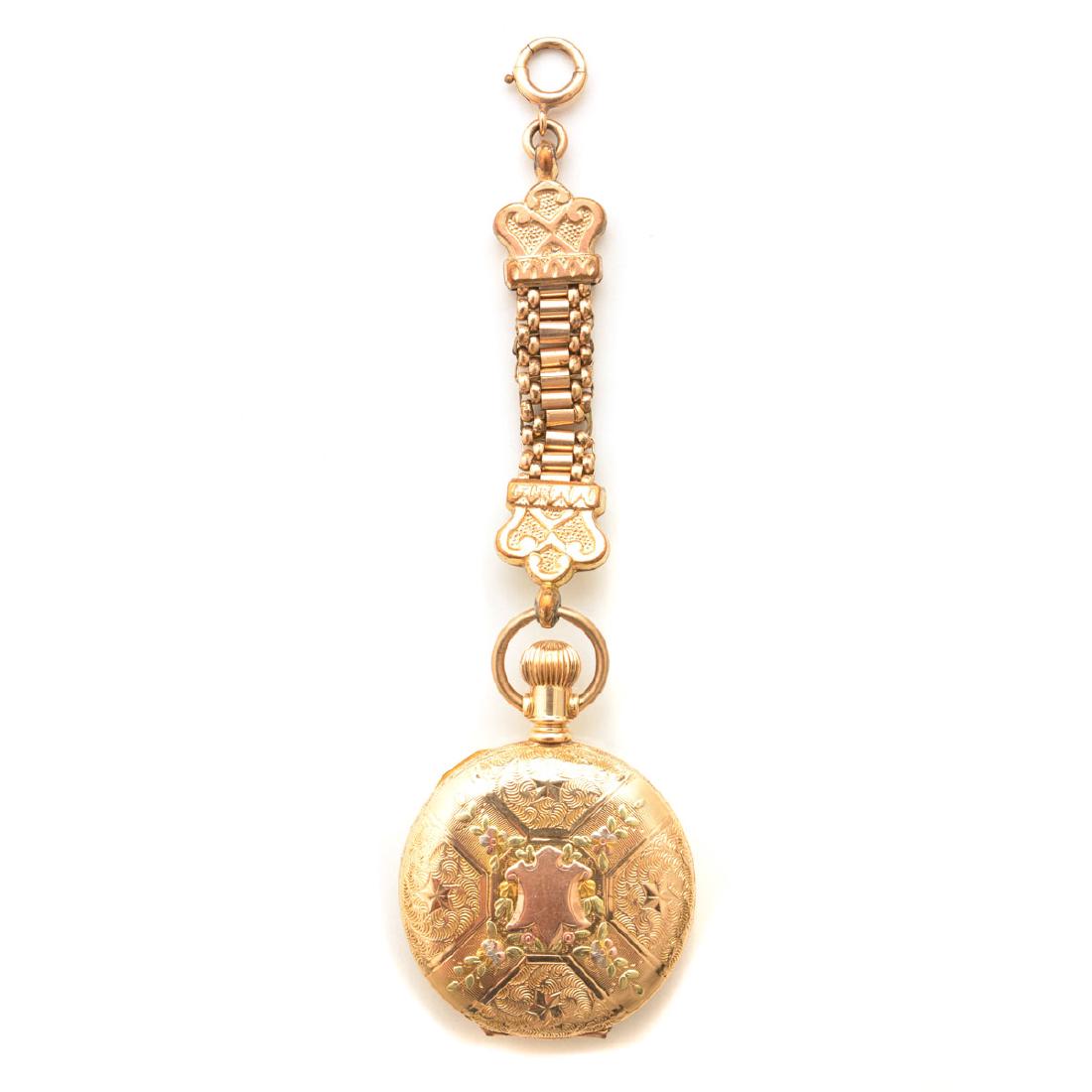 American Waltham 14k Tricolor Gold Pocket Watch with (1 of 8)