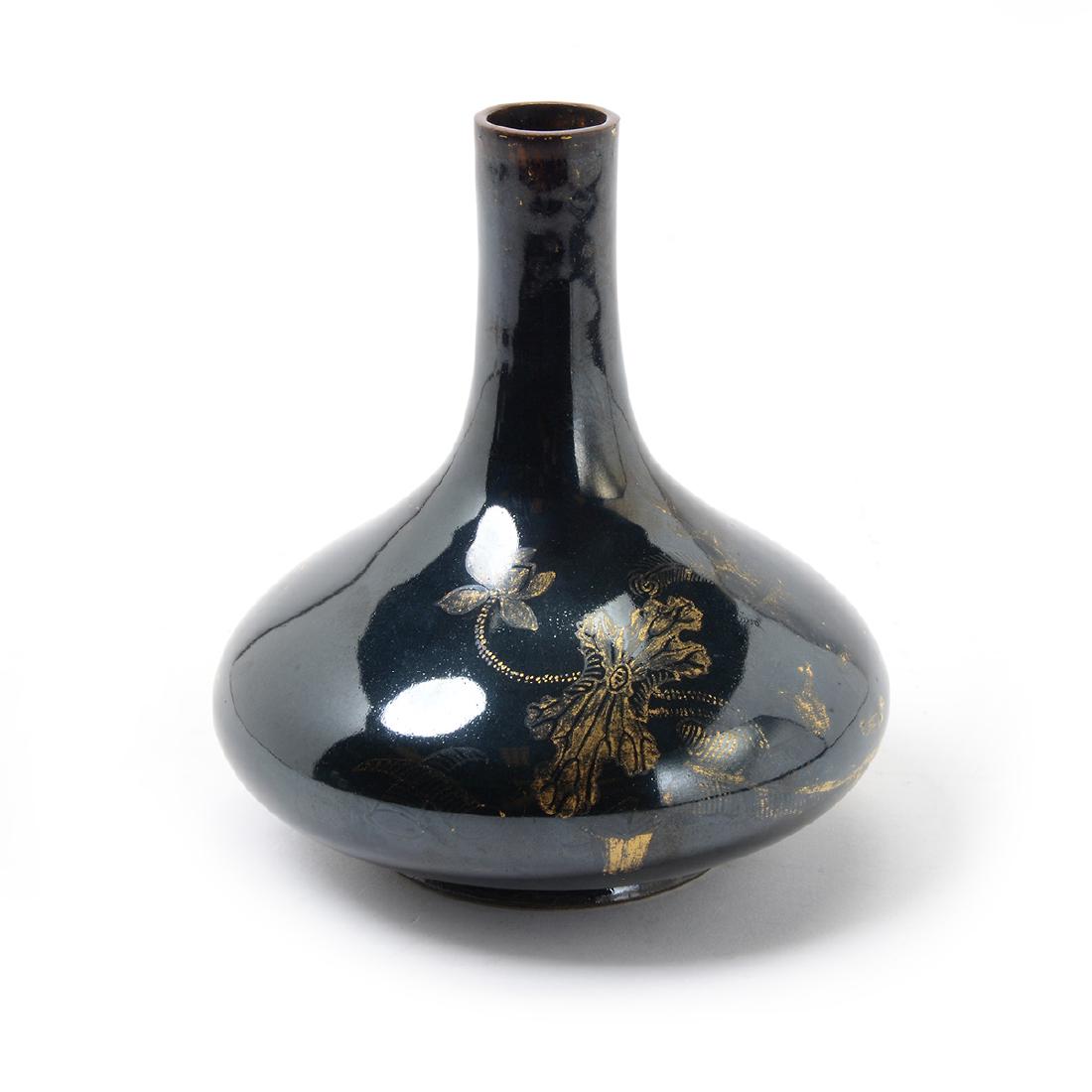 Small Mirror Black Glazed Bottle Vase, Qianlong and P. (1 of 5)