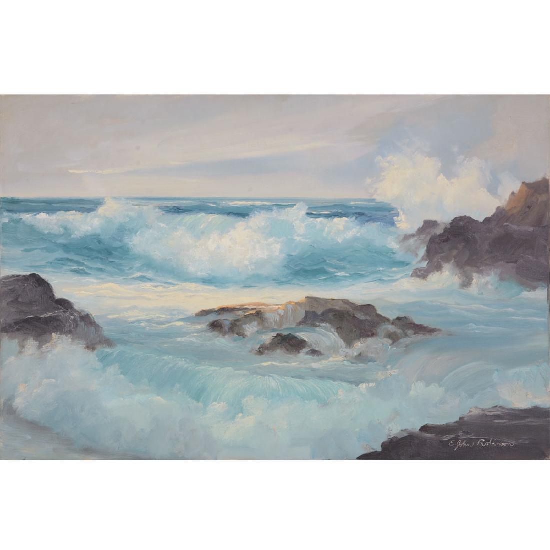E. John Robinson "Crashing Waves" oil on canvas (1 of 5)