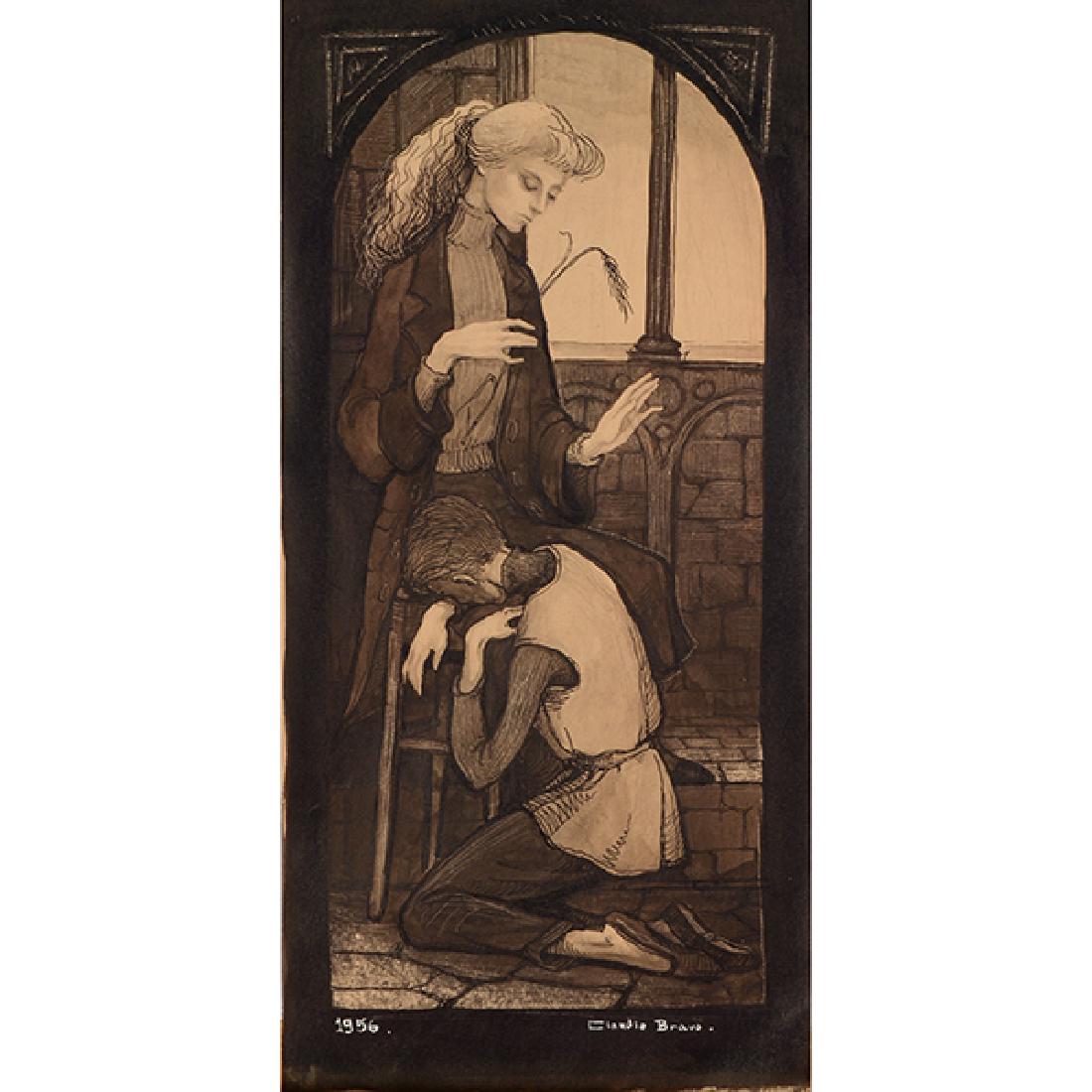 Claudio Bravo "Couple at Window" ink on paper (1 of 5)