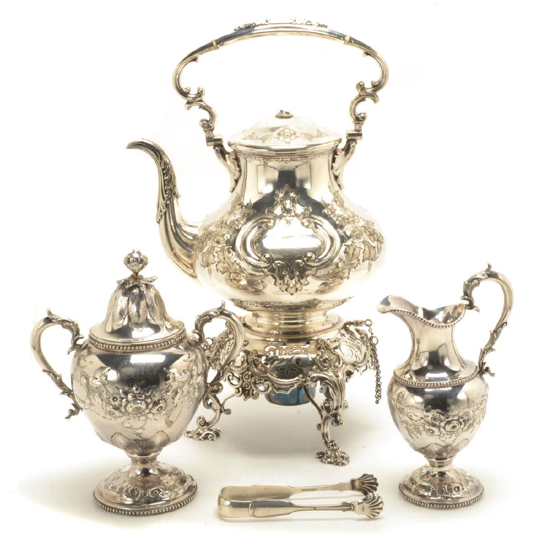 Canfield Baltimore Coin Silver Sugar & Creamer with (1 of 10)