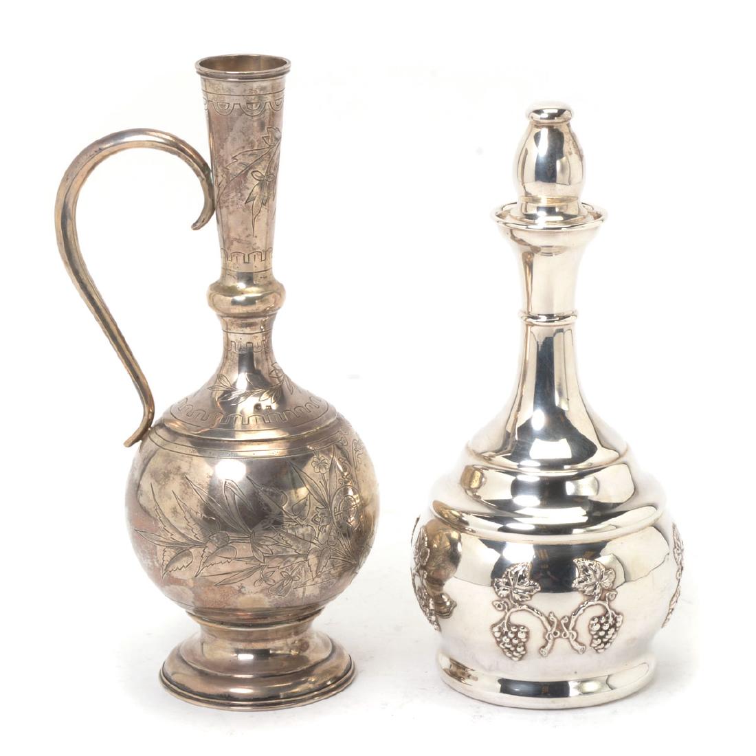 Russian Sterling Ewer with American Sterling Decanter (1 of 9)