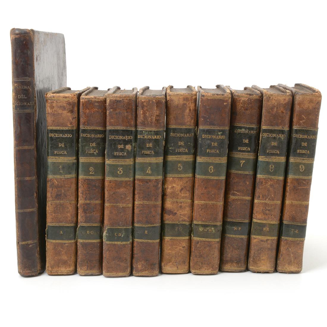 Nine Volumes of Diccionario Universal de Fisica, 1796 (1 of 10)