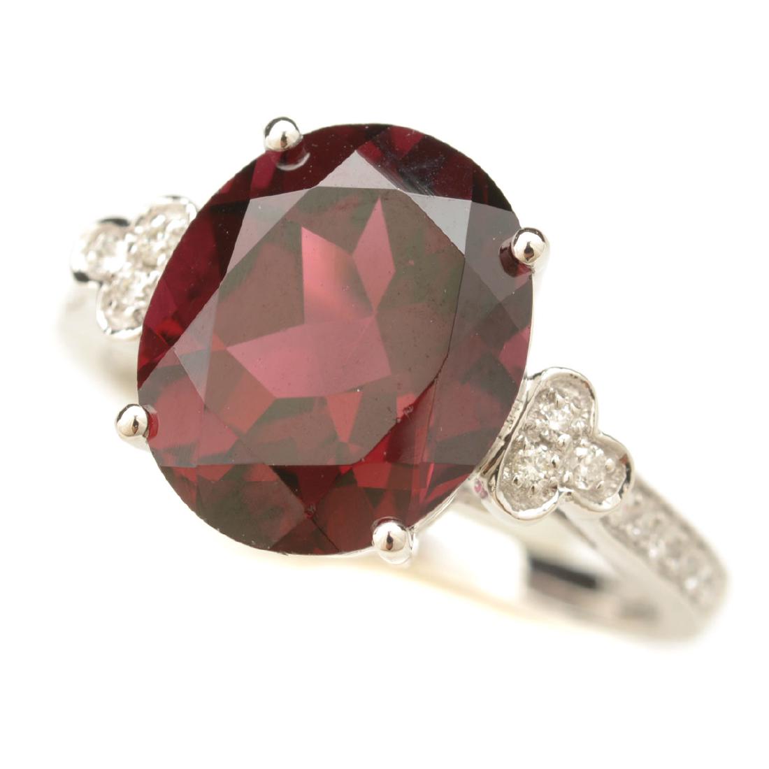Rhodolite Garnet, Diamond, 14k White Gold Ring. (1 of 4)