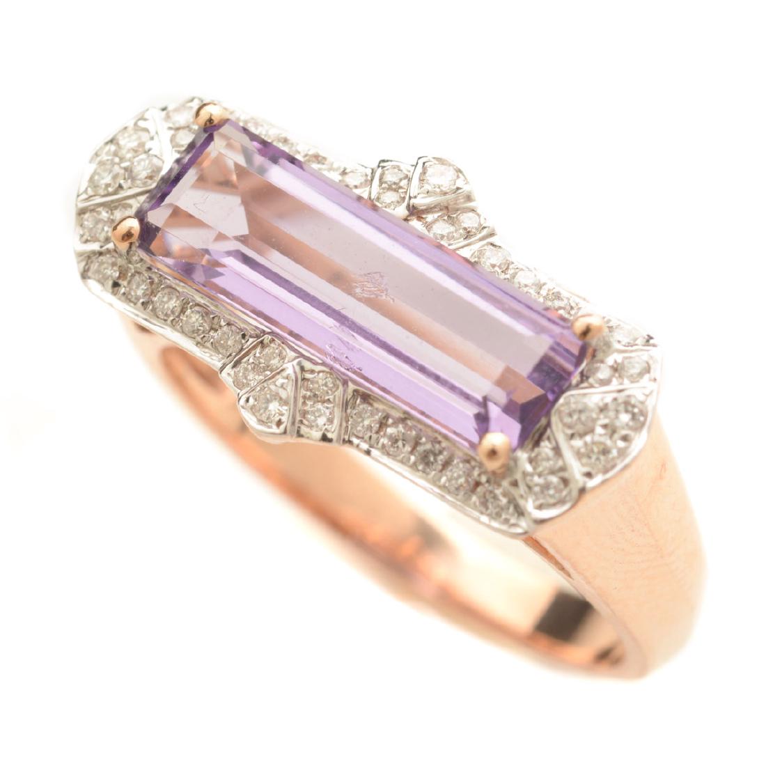 Amethyst, Diamond, 14k Rose Gold Ring. (1 of 4)
