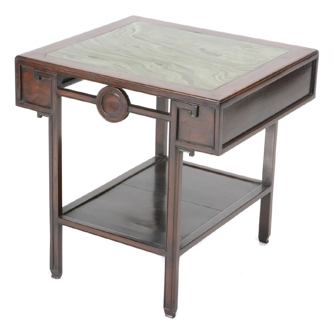 Hardwood and Green Marble Display Table, Republic (1 of 6)
