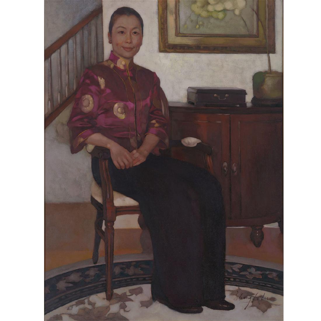 Chinese/American School "Modern Shanghai Lady" oil on (1 of 5)