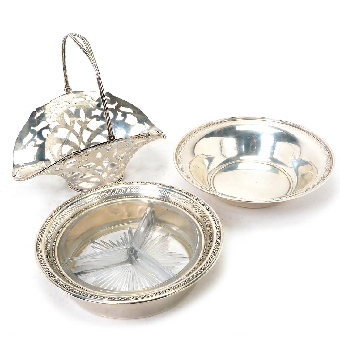 Two American Sterling Bowls and a Basket (1 of 10)