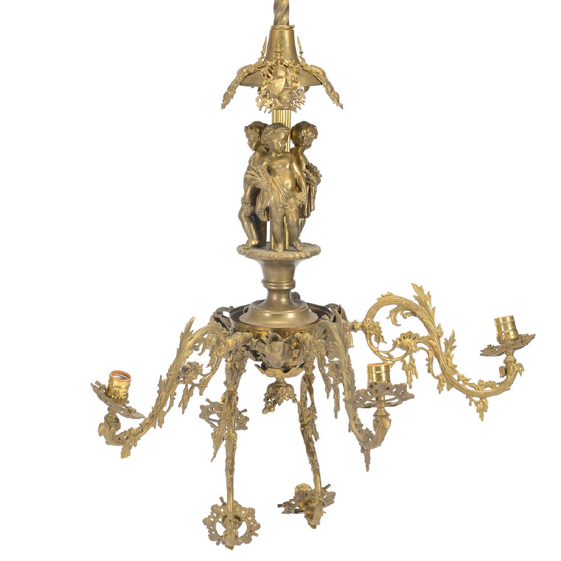 Louis XV Style Gilt Brass Figural Six Light Chandelier (1 of 6)