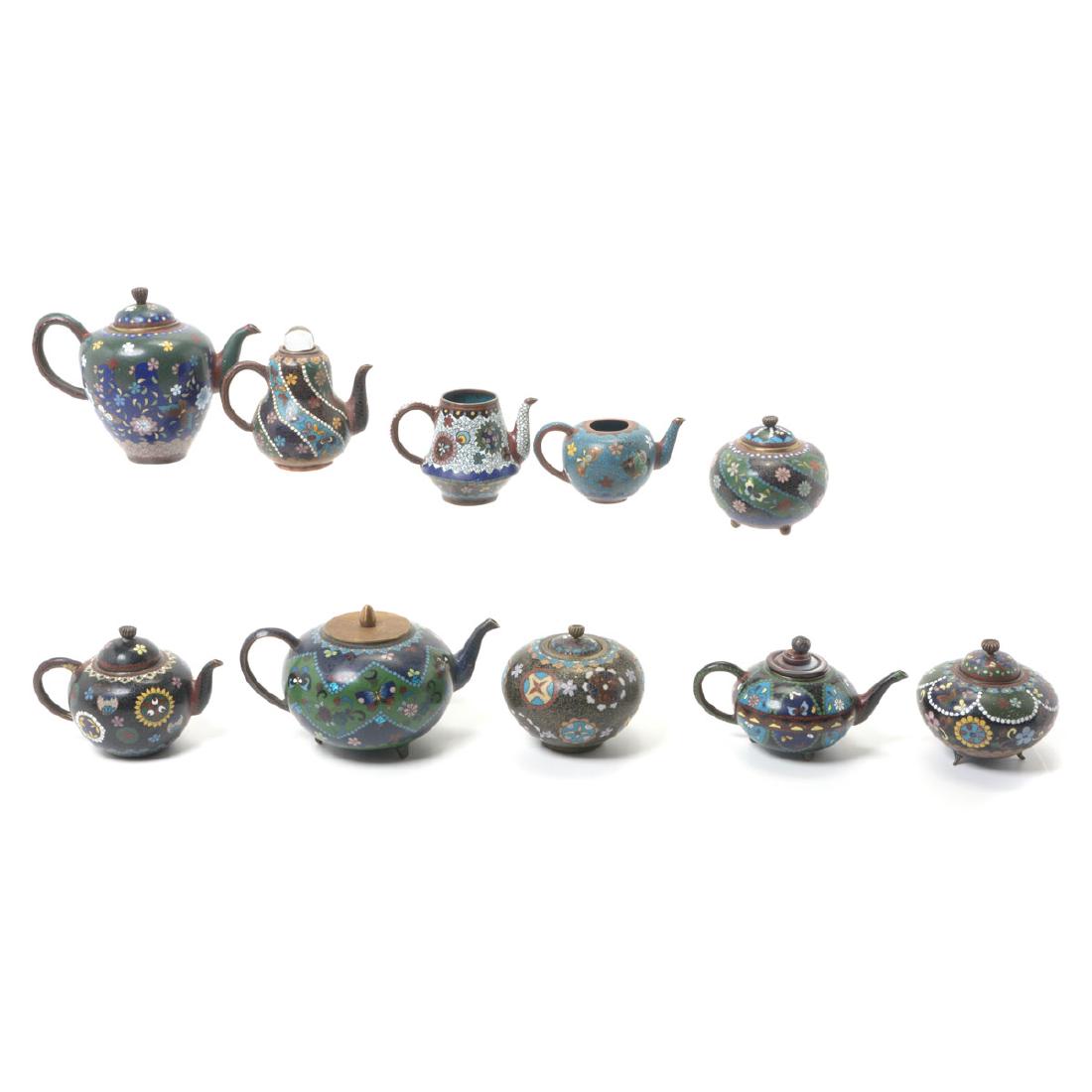 Ten Japanese Cloisonne Enamel Teapots, Meiji Period (1 of 7)