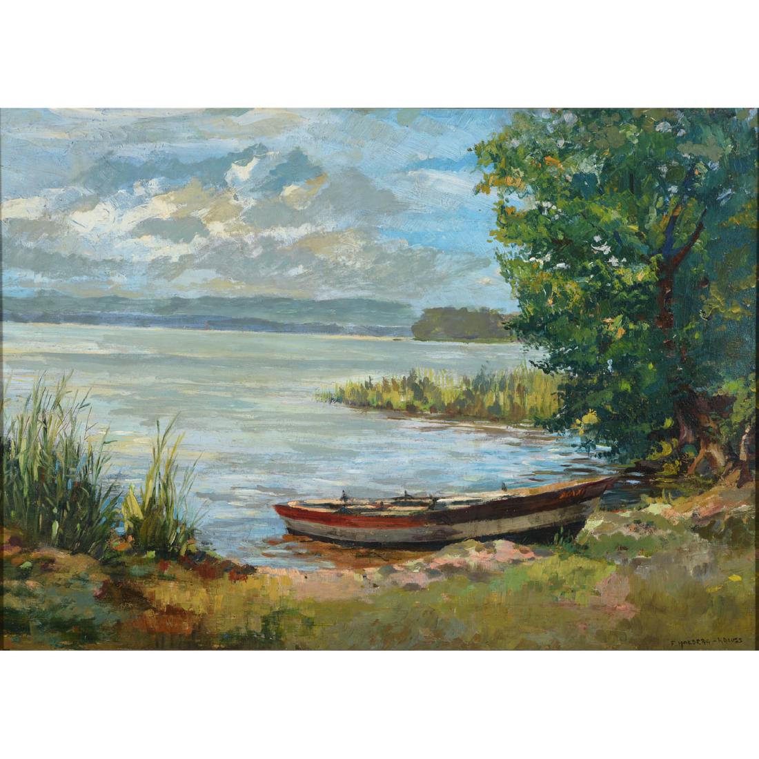 Fritz Halberg-Krauss "Summer Day, Lake Contance" oil (1 of 5)