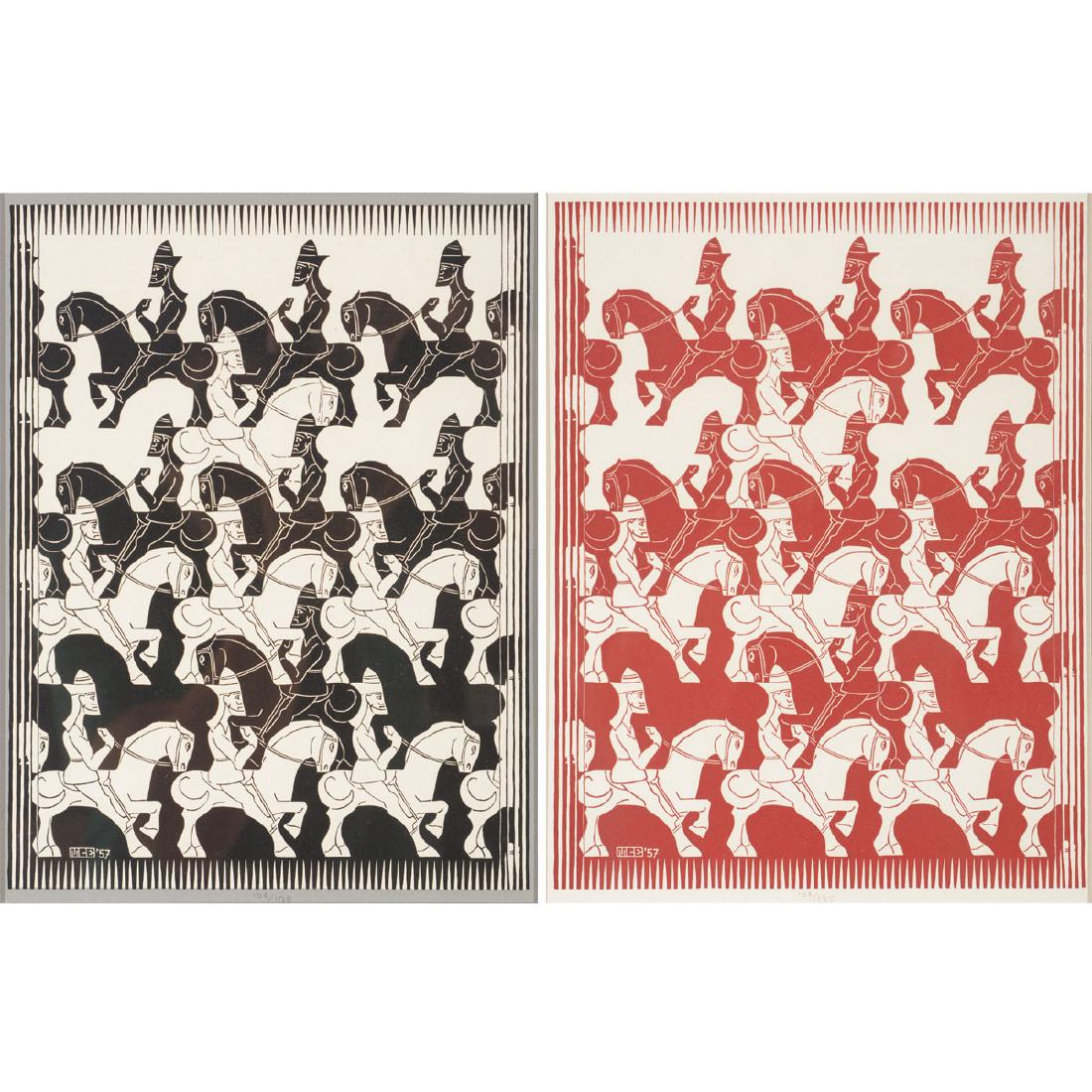 Escher, 2 "Regular Division of the Plane III" woodcuts (1 of 10)