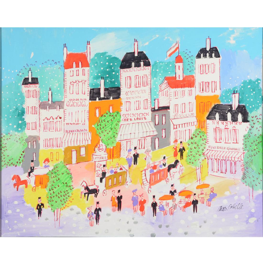 Charles Cobelle "Paris Street Scene" oil on canvas (1 of 5)