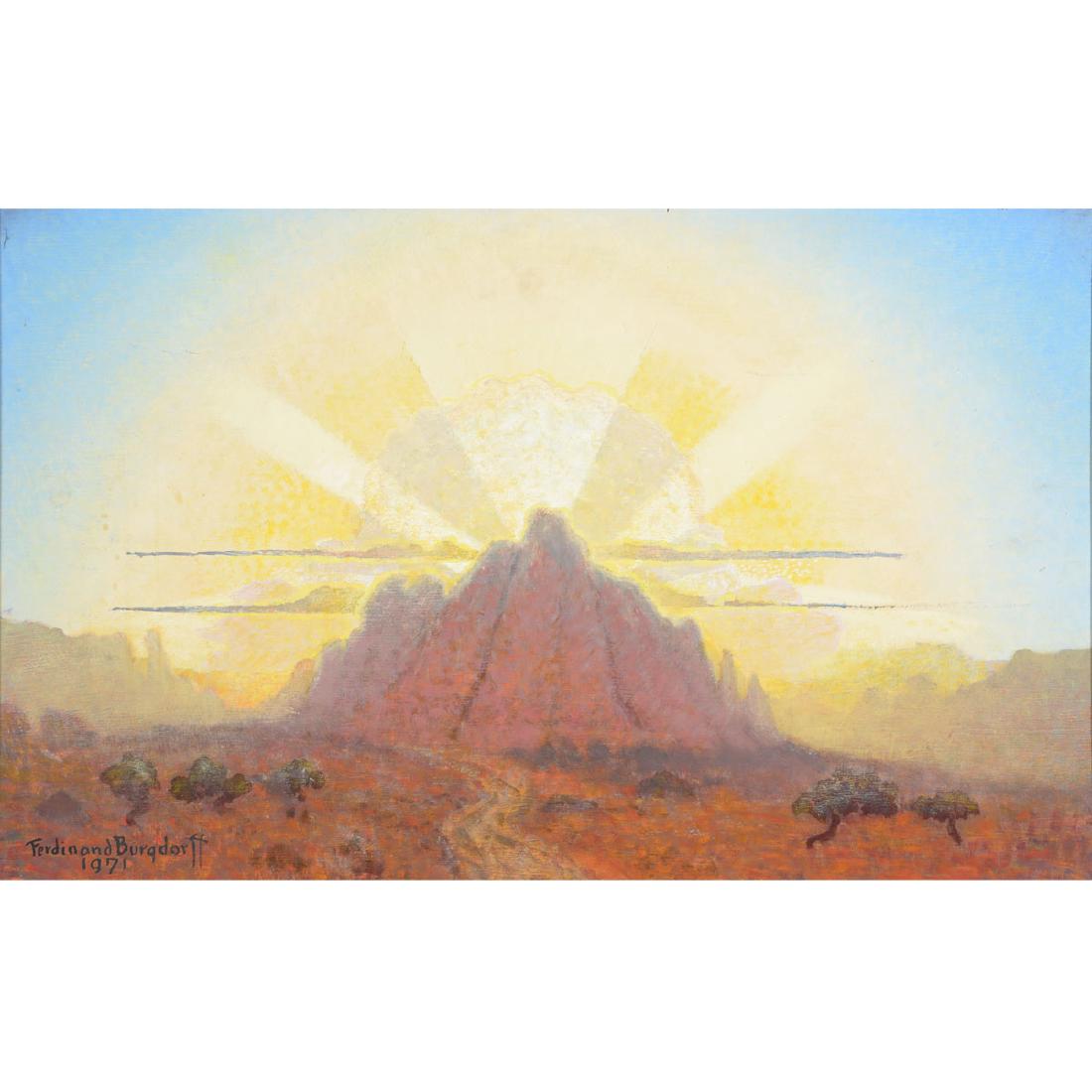 Ferdinand Burgdorff, Sunset Landscape, Oil painting (1 of 5)