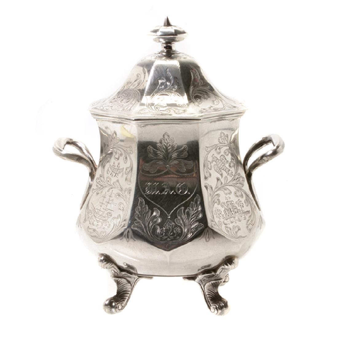 E. Stebbins New York Silver Octagonal Covered Sugar, c. (1 of 8)