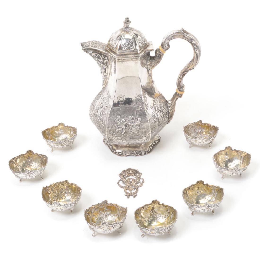 Dutch Silver Octagonal Chocolate Pot Together with a (1 of 7)