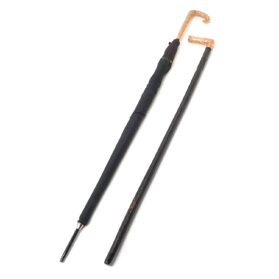 Two Gold-Filled Knob Handled Cane or Parasol (1 of 8)