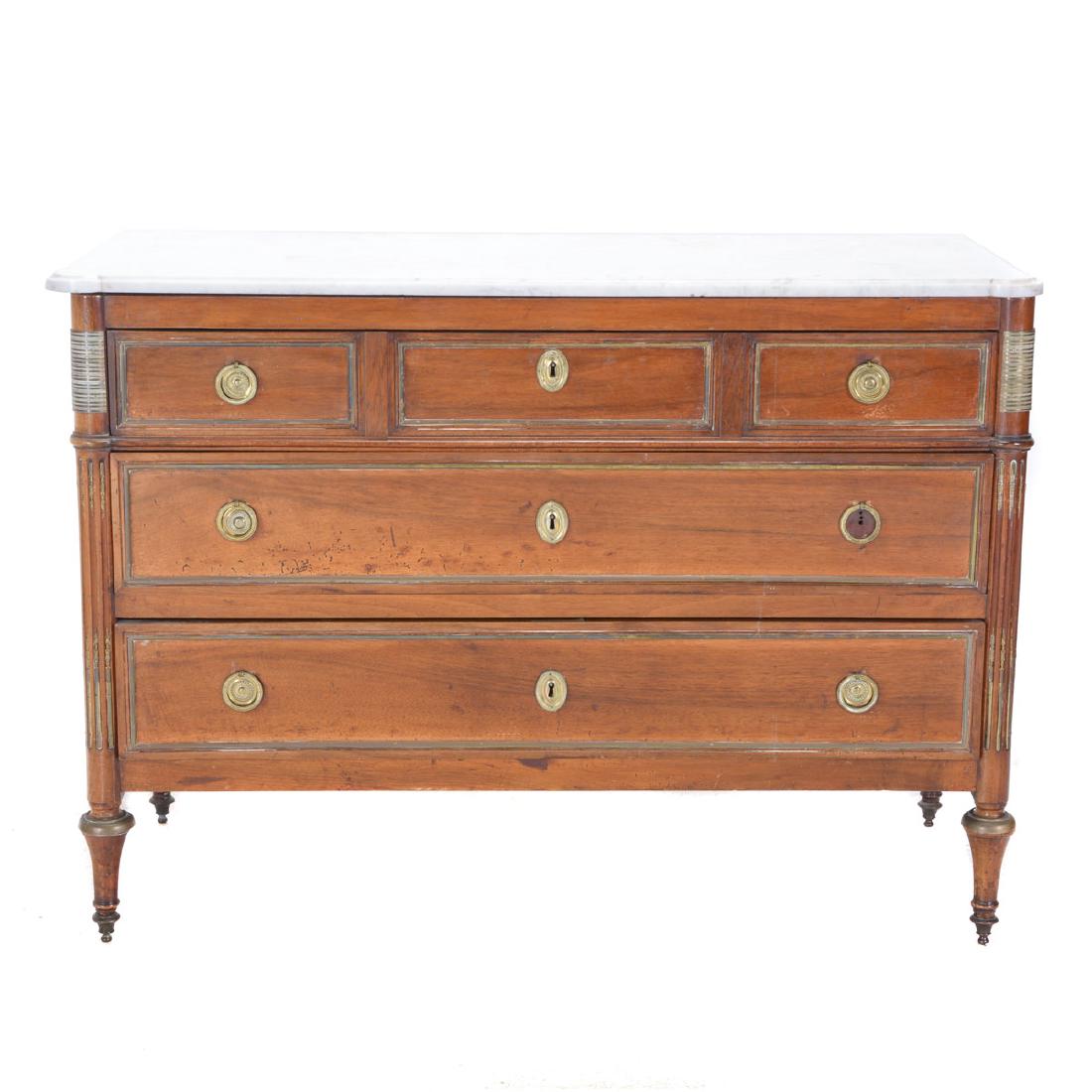 Louis XVI Style Mahogany Brass Mounted Marble Top (1 of 4)