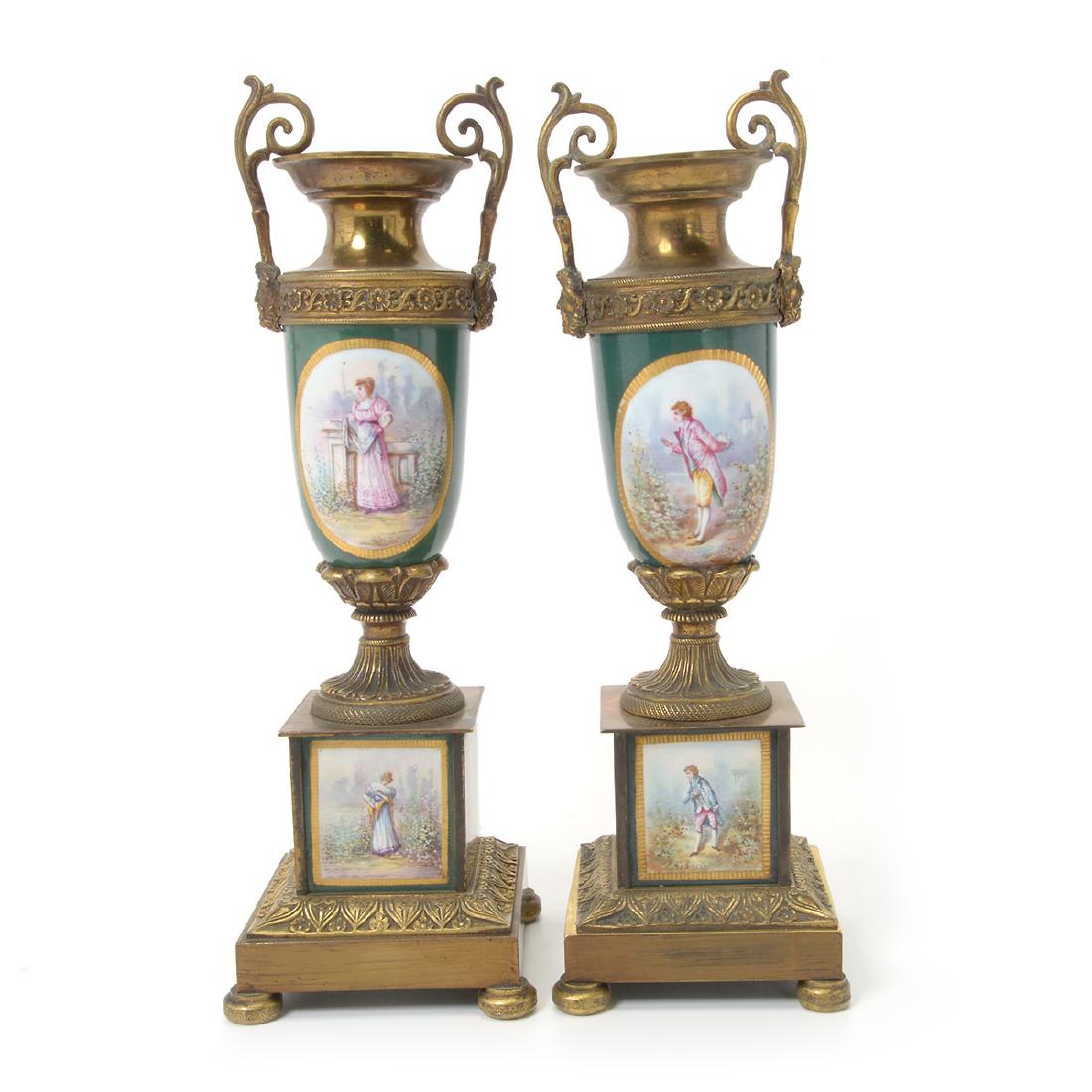 Pair of Sevres Style Gilt Bronze Urns (1 of 8)