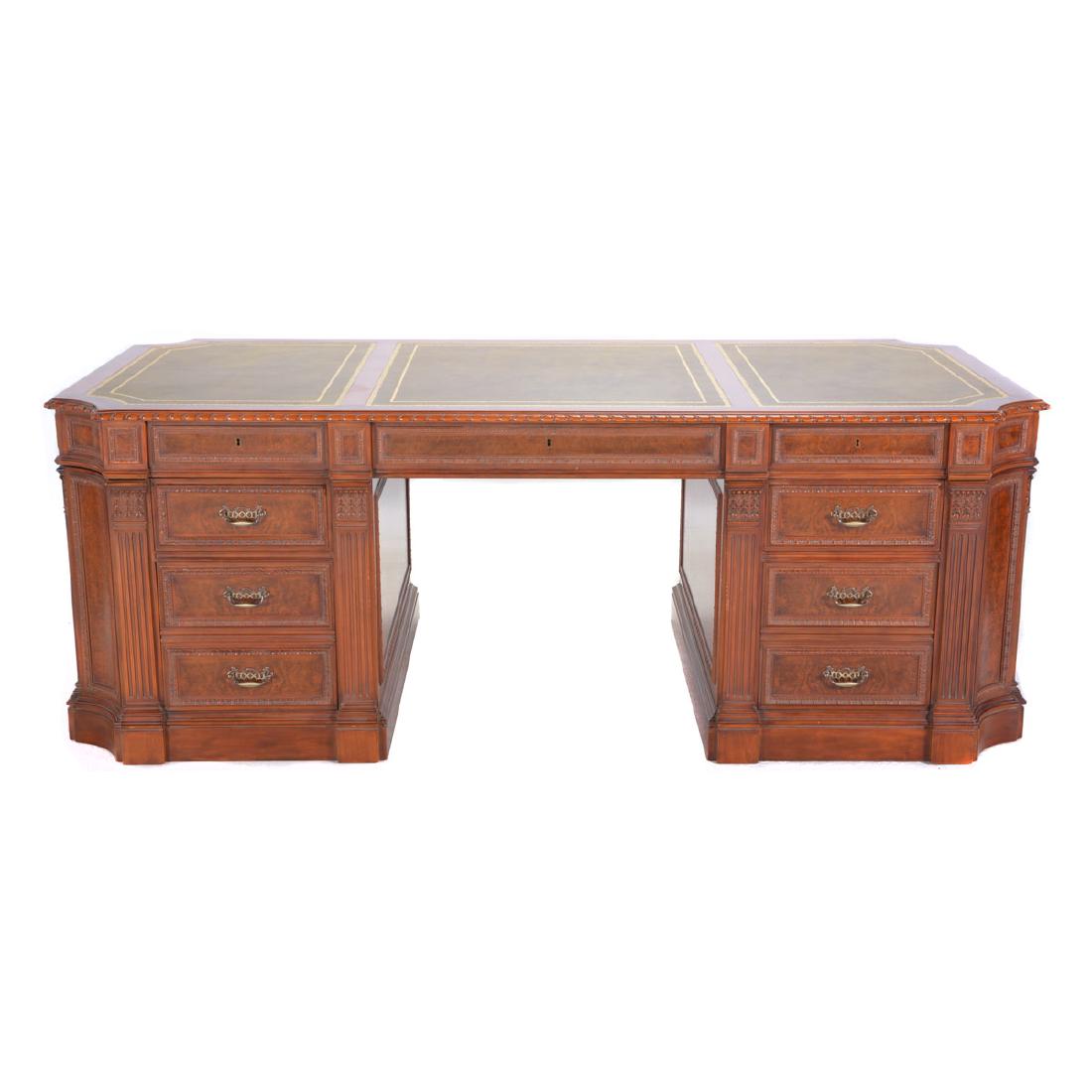 Renaissance Revival Double Pedestal Desk Inset with (1 of 6)