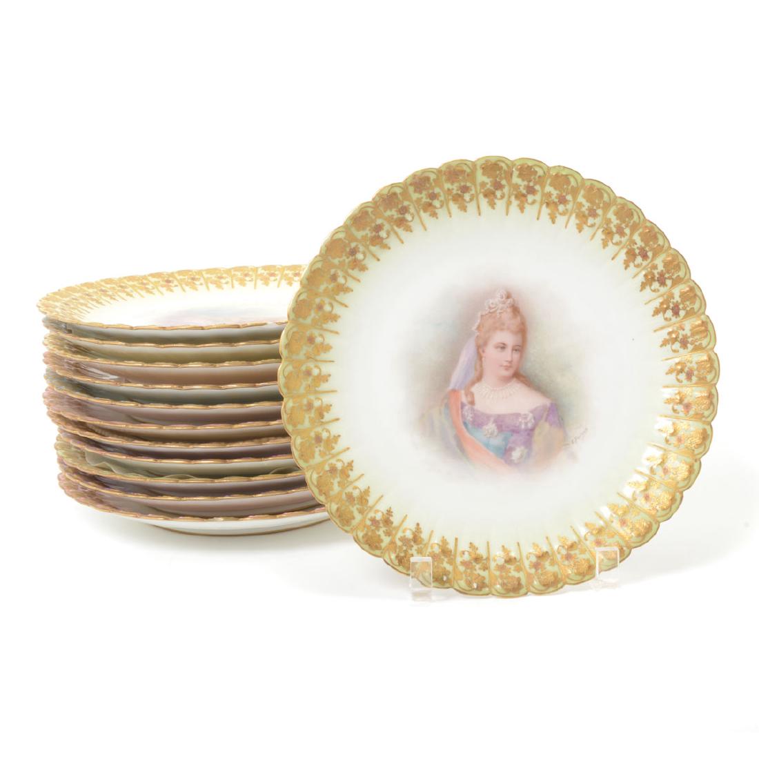 Set of Twelve Sevres Style Porcelain Cabinet Plates, (1 of 10)
