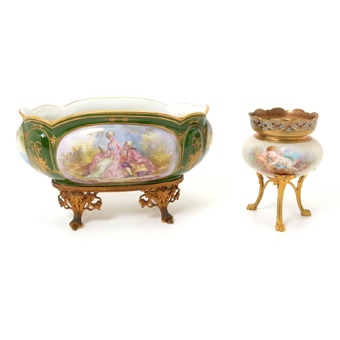 Two SÃˆvres Style Gilt Bronze Porcelain Vessels: (1 of 10)