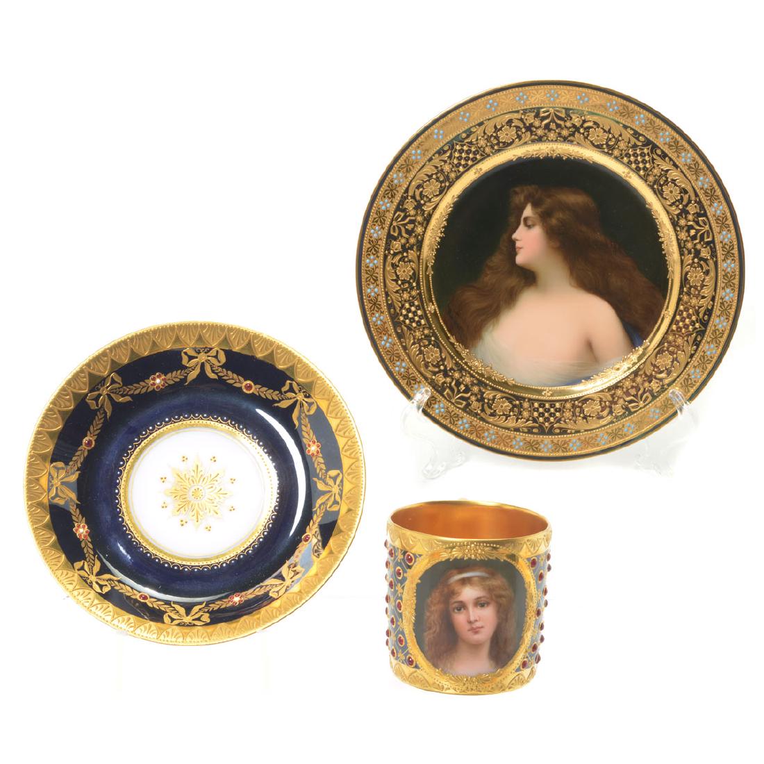 Royal Vienna Style Porcelain Plate with Cup and Saucer (1 of 10)