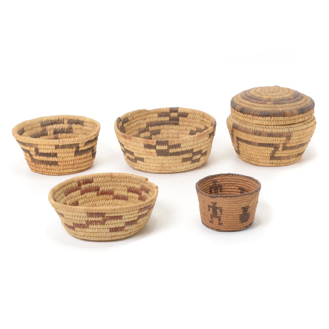 Four Papago Coil Built Baskets with Small Pima Papago (1 of 7)