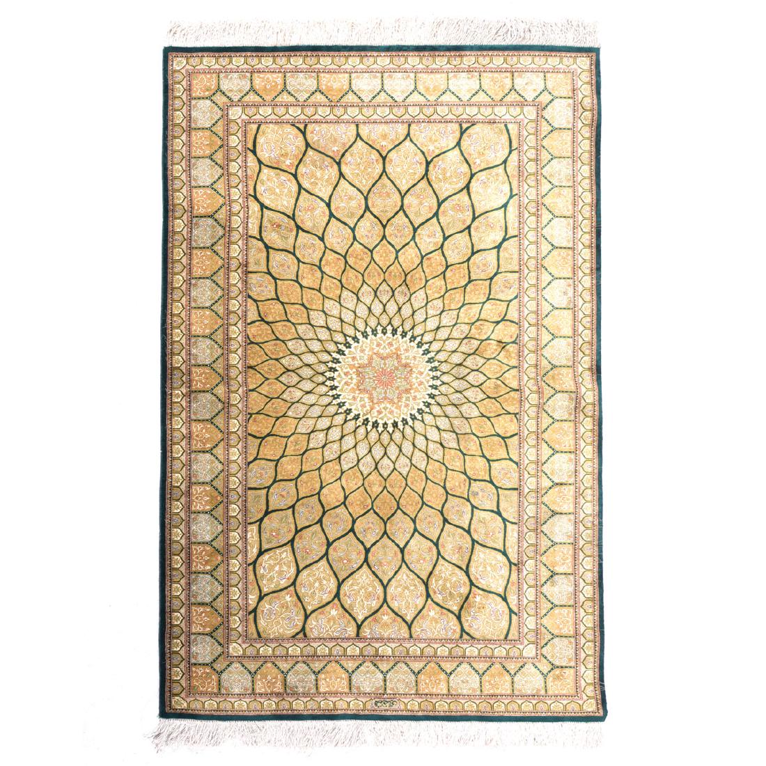 Qum Silk Prayer Rug: 3 feet 2 1/2 inches x 5 feet 1 (1 of 4)