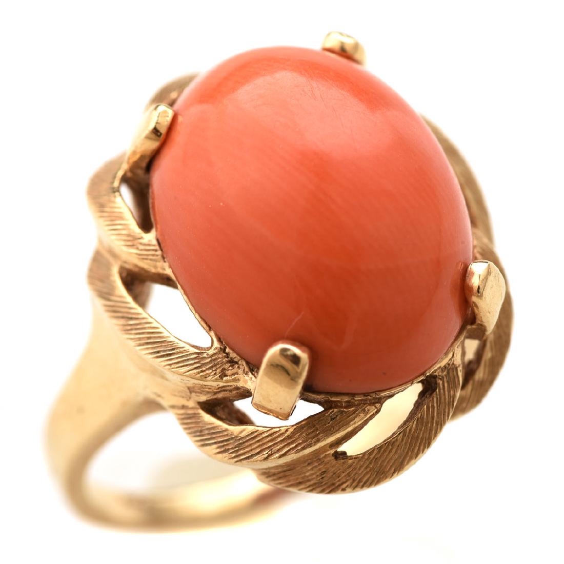 *Coral, 14k Yellow Gold Ring. (1 of 4)