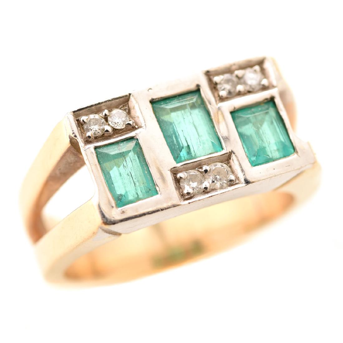 Emerald, Diamond, 14k Gold Ring. (1 of 4)