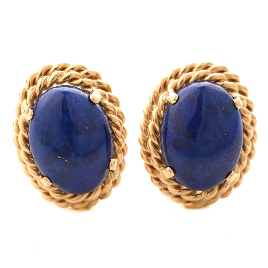 Pair of Lapis Lazuli, 14k Yellow Gold Cufflinks. (1 of 4)