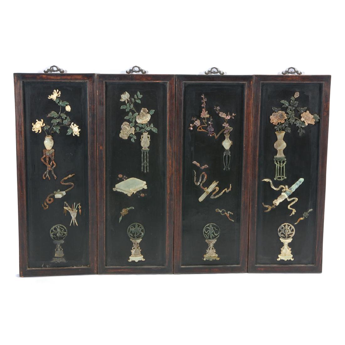 Set of Four Hardstone Decorated Wall Panels, 20th C (1 of 5)