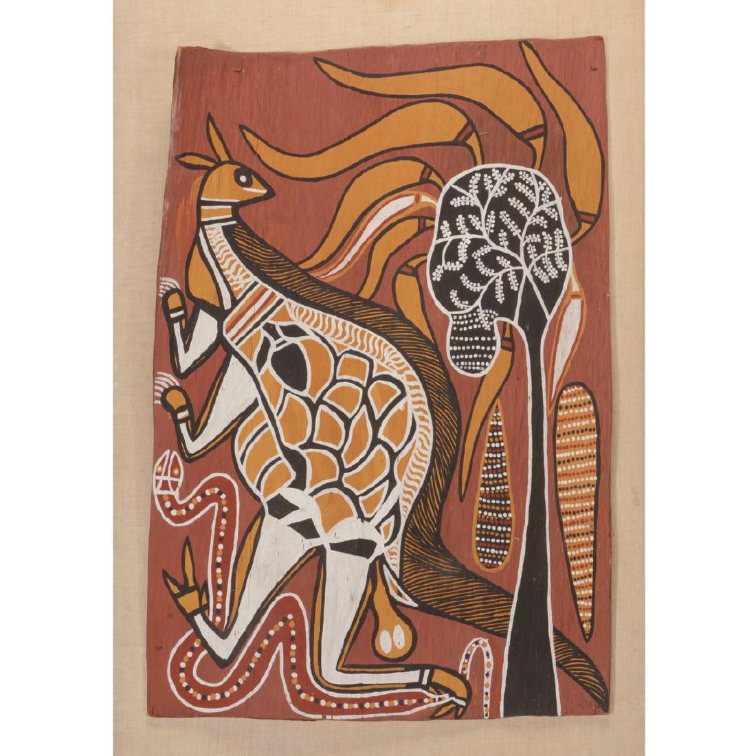 David Malangi "X-Ray" aboriginal painting on Eucalyptus (1 of 4)