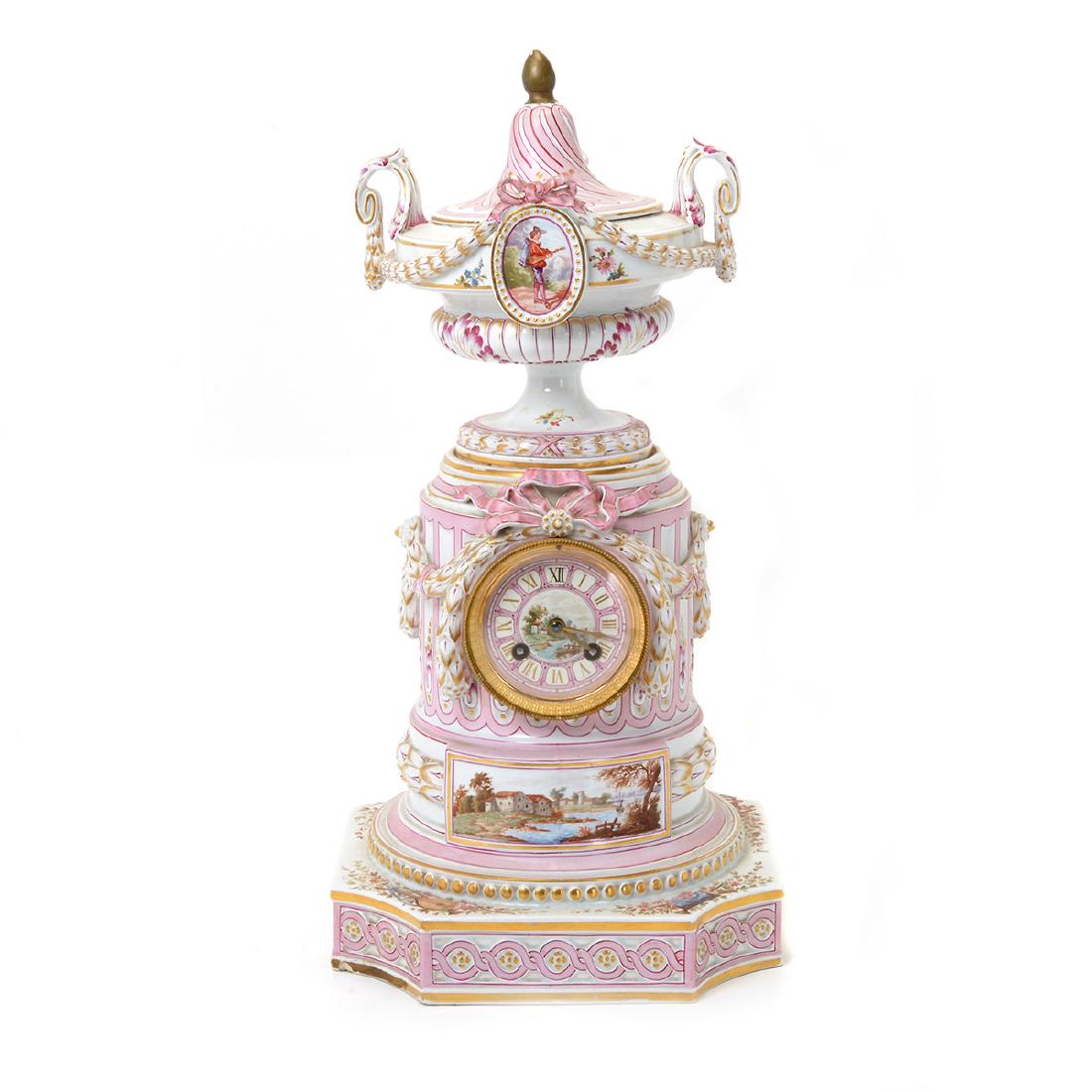 Louis XVI Style Gilt Bronze Porcelain Mantel Clock (1 of 8)