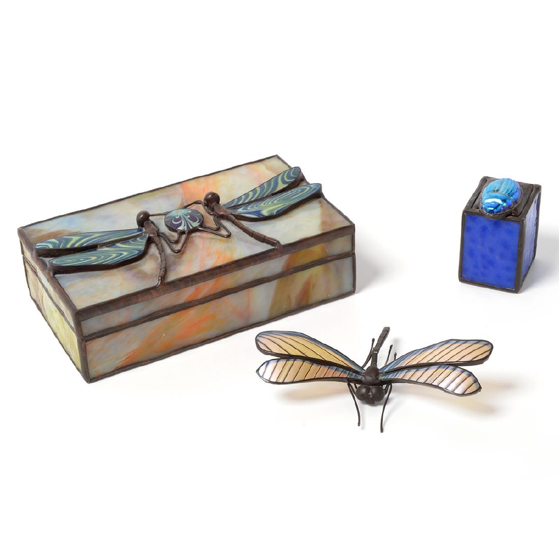 Three Orient & Flume Iridiscent Glass Items: dragonfly (1 of 10)