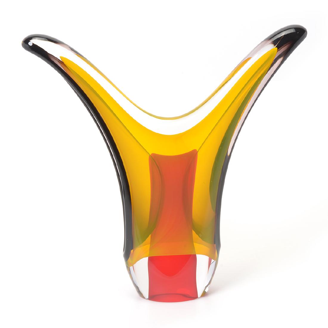 J.richards 2001 Optic Art Glass Encased Horn