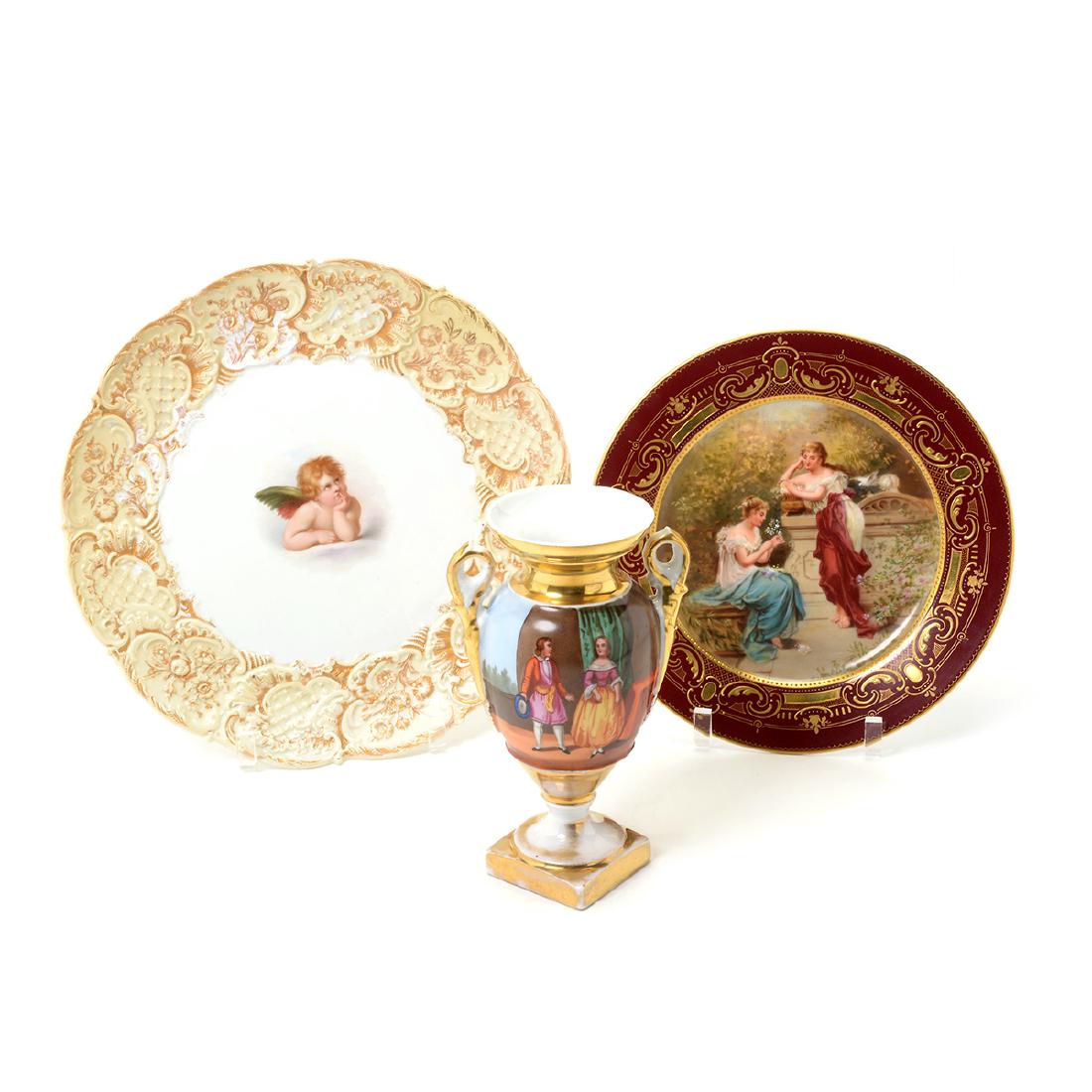 Royal Vienna Plate, Meissen Plate, and Small Urn (1 of 10)