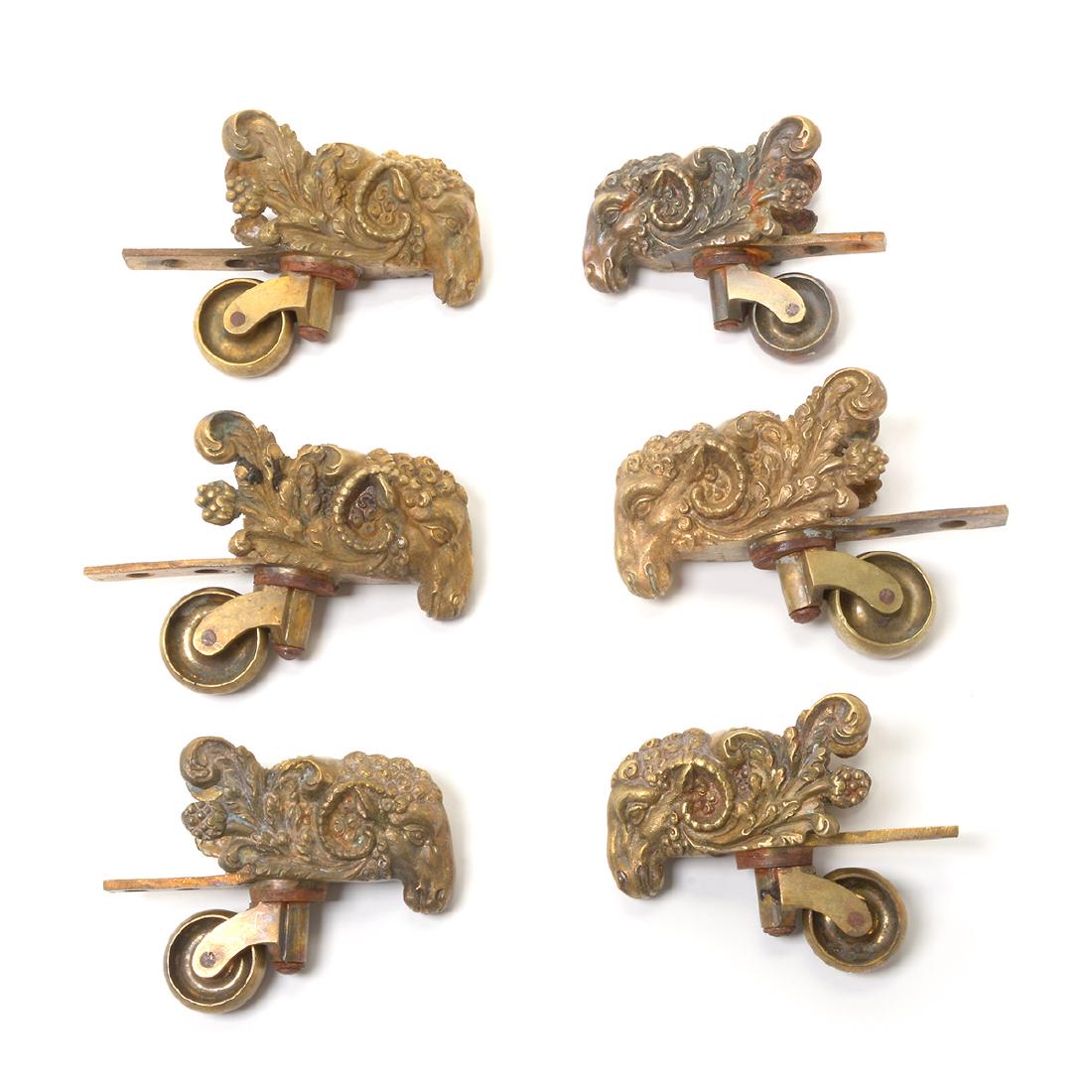 Six Louis XVI Style Gilt Bronze Ram's Head Feet Mounts (1 of 4)