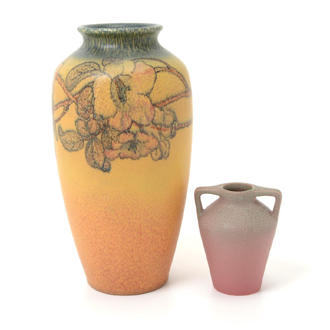 Two Rookwood Art Pottery Vases: one signed 1927 wax (1 of 8)