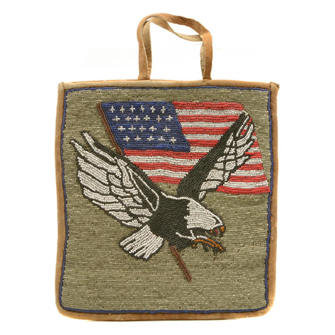 Plains Indian Beaded Bag with Eagle and Flag (1 of 3)
