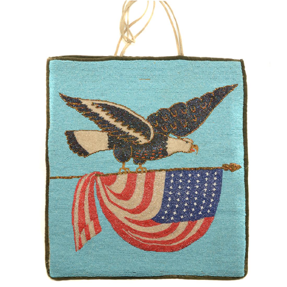 Plains Indian Beaded Bag with Eagle and US Flag with (1 of 4)
